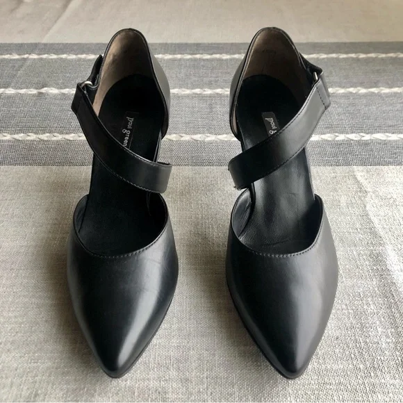 Excellent Paul Green Desire D'orsay Strappy Pumps in Black Leather, US Size 9 - Picture 3 of 8